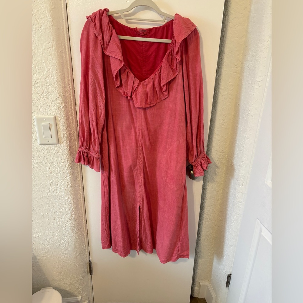 Pink Linen Anthropologie Dress
